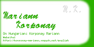 mariann korponay business card